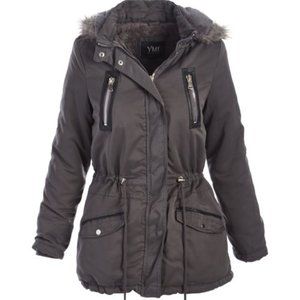 YMI Sherpa Lined Anorak Hooded Coat Estilo Grey